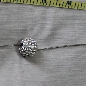 CUTE CRYSTAL BALL WITH SILVER TONE & ADJ. CHAIN
